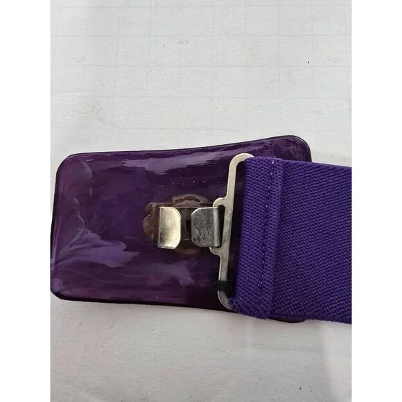 Vintage 1980s Bright Purple Funky Stretchy Belt - Picture 2 of 8